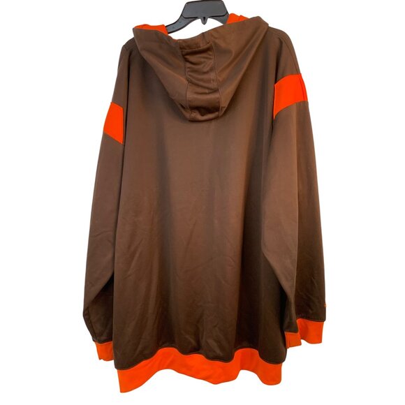 Majestic Cleveland Browns 4XL Hoodie Brown Sewn Letters Pullover Sweatshirt EUC - Picture 4 of 7